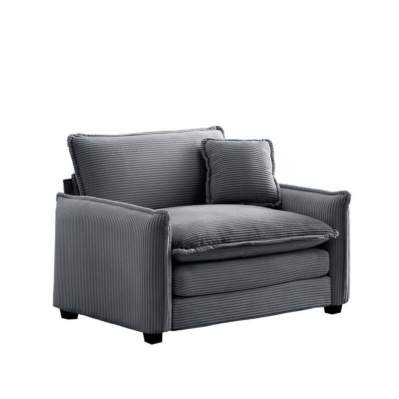 Livingroom Corduroy Single Deep Seat Sofa Chair with Pillow