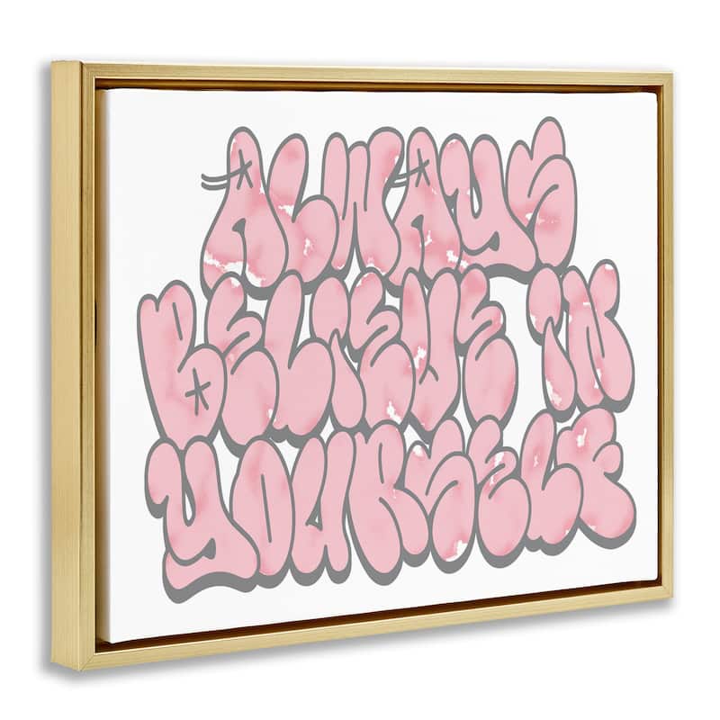Stupell Believe in Yourself Graffiti Framed Floater Canvas Wall Art Design By Marcus Prime