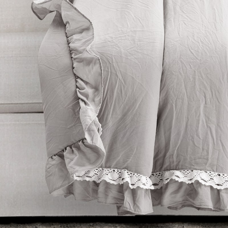 Lush Decor Ella Shabby Chic Ruffle Lace Throw Blanket