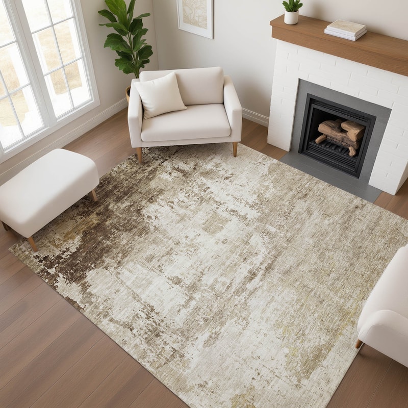 Premium Washable Super Soft Abstract Glam Mayfield Rug - Brown - 10' x 14'