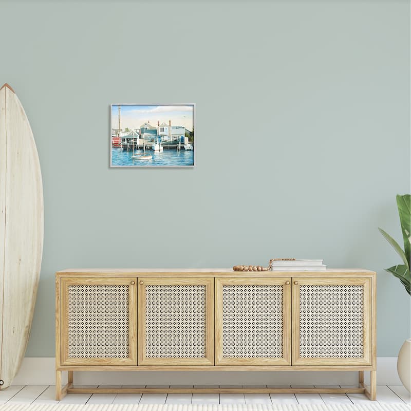 Stupell Relaxing Boats Floating Harbor Marina Ocean Town Framed Wall Art, Design by Tom Mielko - Multi