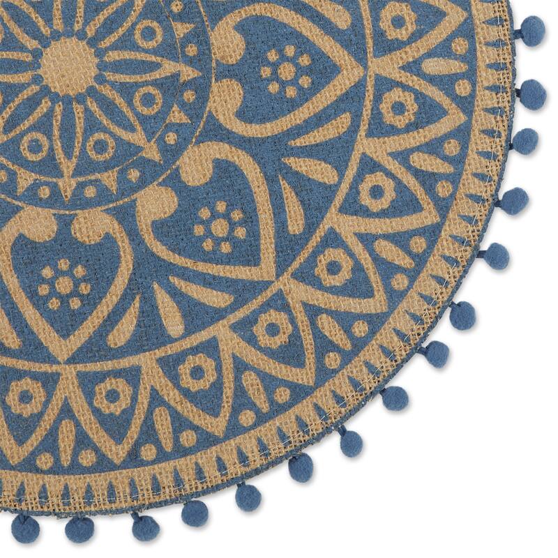 DII Block Print On Natural Round Jute Placemat (Set of 6)
