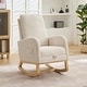 preview thumbnail 33 of 59, Mid-Century Modern Nursery Rocking Armchair Glider Rocker With Retractable Footrest For Living Room Ivory/Natural leg