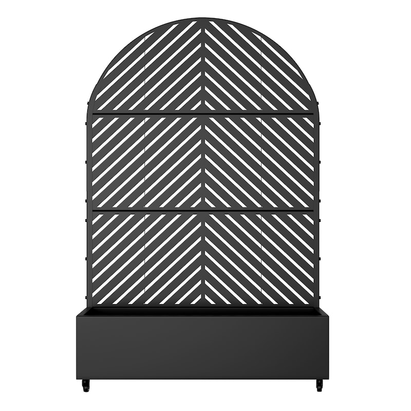 Metal Movable Planter Box with Trellis Privacy Screen Planter Box with Lockable Wheels