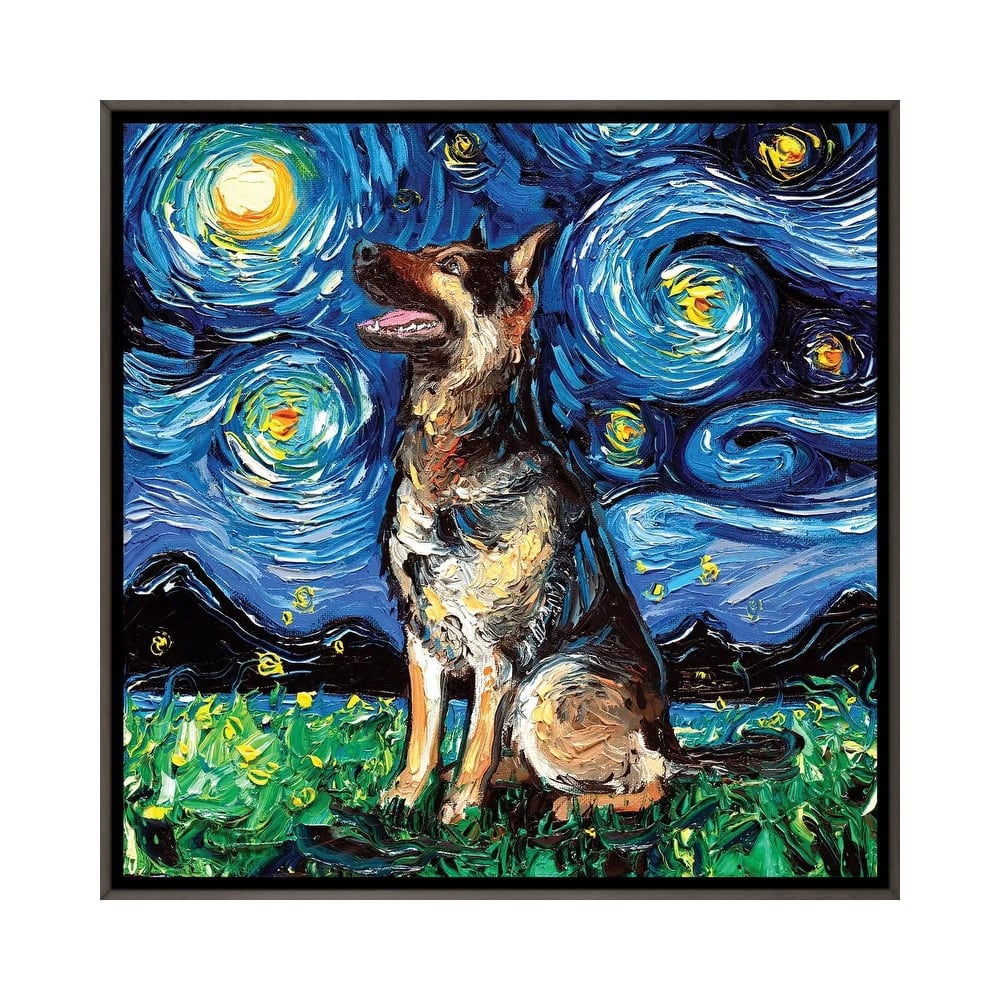 iCanvas "German Shepherd Night II" by Aja Trier Framed