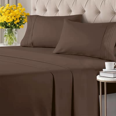 CGK Linens 6 Piece Solid Deep Pockets Microfiber, Easy-Fit Bed Sheet Set