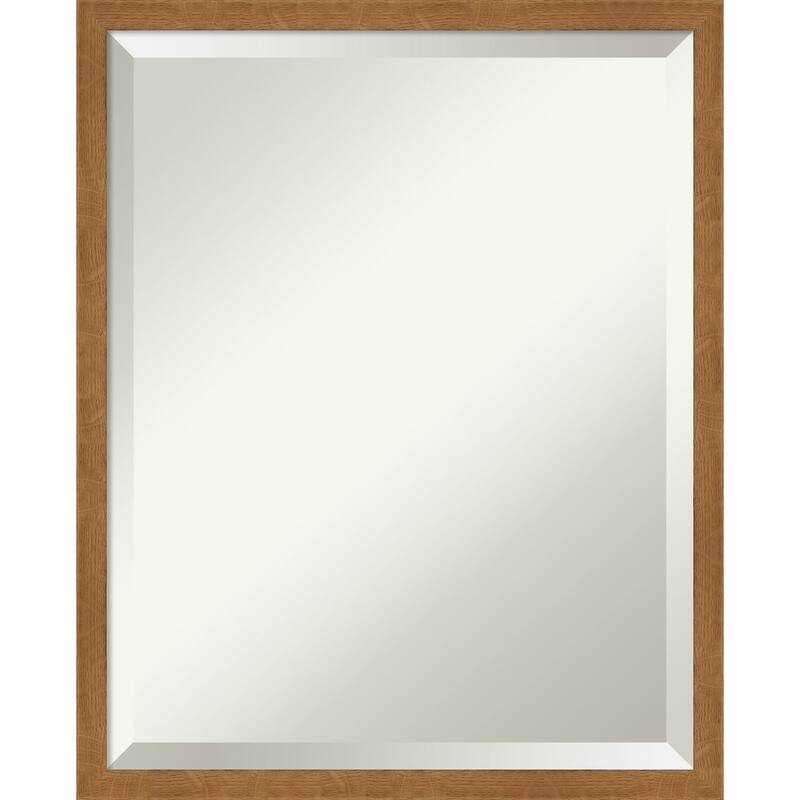 Beveled Wood Bathroom Wall Mirror - Carlisle Blonde Narrow Frame - Carlisle Blonde Narrow