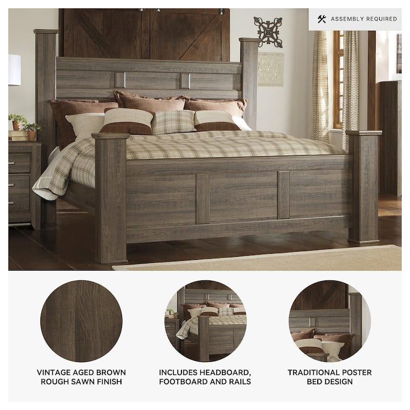 Juararo Dark Brown Poster Bed
