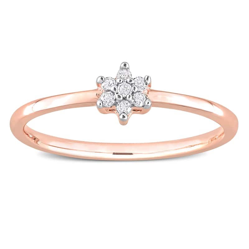 Miadora Diamond Accent Floral Promise Ring in Rose Plated Sterling Silver