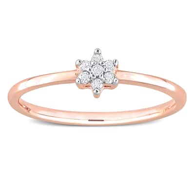 Miadora Diamond Accent Floral Promise Ring in Rose Plated Sterling Silver