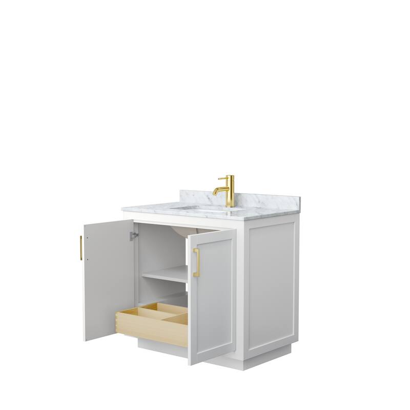 Miranda Single Vanity Set, White Carrara Marble Top, No Mirror