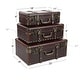 preview thumbnail 19 of 18, Brown Faux Leather Nesting Upholstered Decorative Trunk with Vintage Accents and Studs (Set of 3)