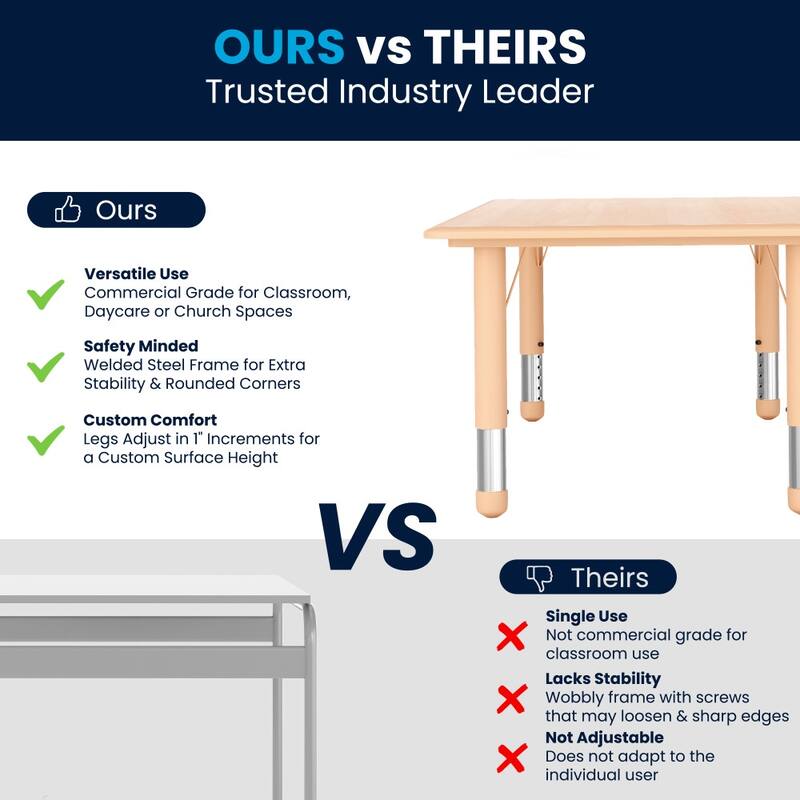 23.625"W x 47.25"L Plastic Adjustable Activity Table-School Table for 6