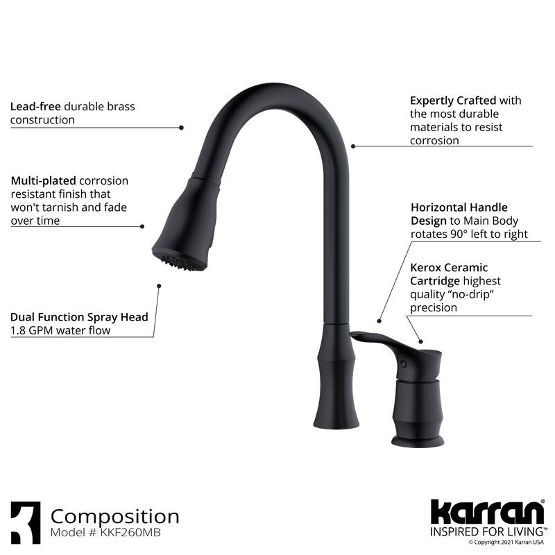 Karran Hillwood Single-Handle Pull-Down Sprayer Kitchen Faucet