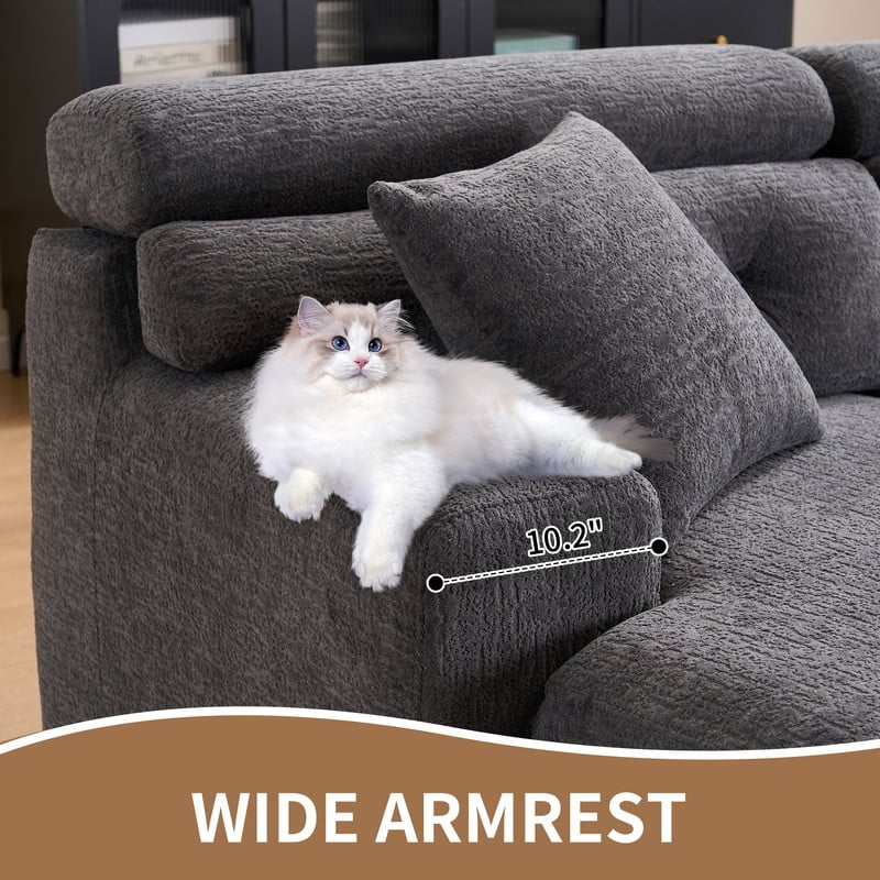 Convertible Chaise Sectional Sofa, Full Compression Sponge L-Shape