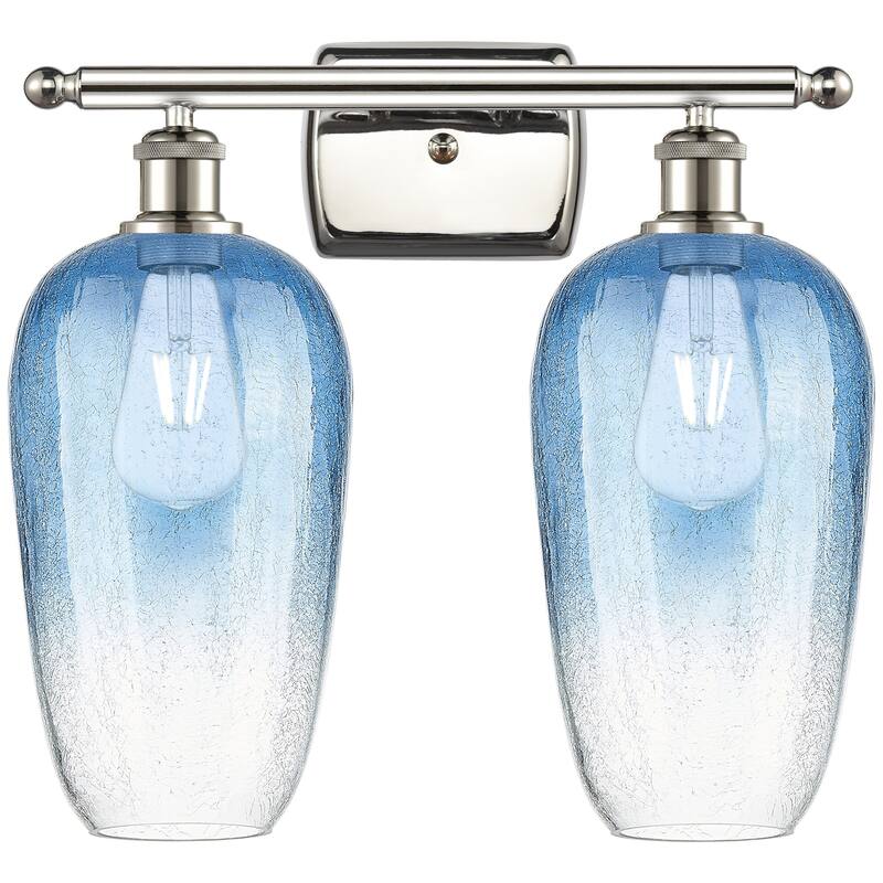 Innovations Lighting 516-2W-16-17 Brookhaven Flute Vanity Brookhaven - Polished Nickel / Sapphire Blue