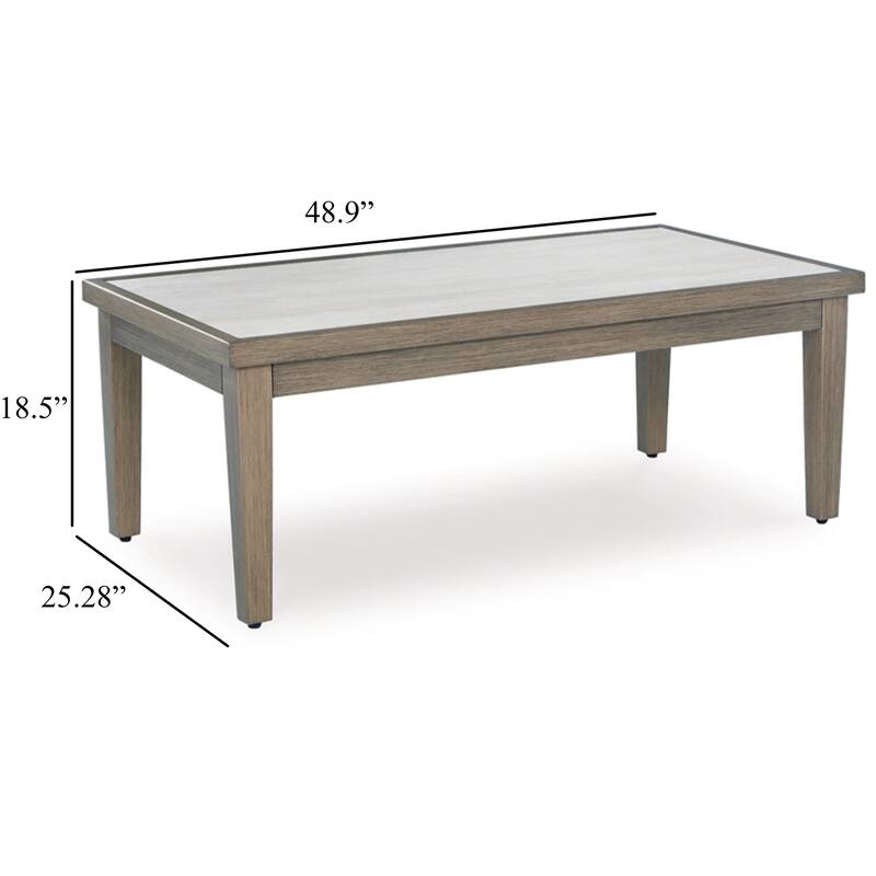 Inaya Outdoor Coffee Table, Brown, Beige Sintered Stone Top, 49 Inch