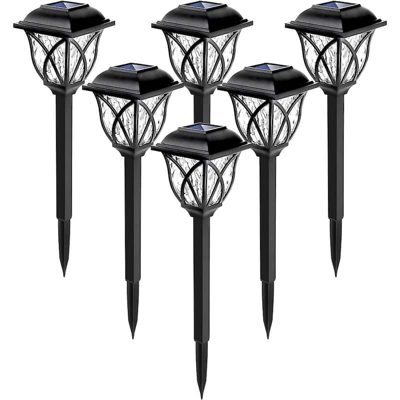 6pcs Solar Outdoor Garden Lights LED Stake Decor Lamps