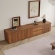 78.74" Mid Century Brown Wood TV Stands, 2 Drawers and Cabinets