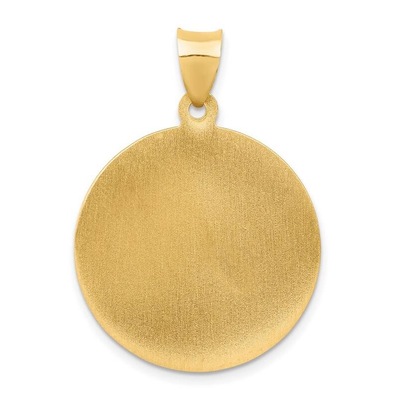 Curata 14k Yellow Gold 18" satin St. Michael Medal Round Pendant Necklace - 29.2x31.8mm