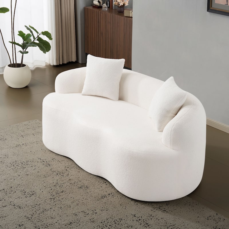 Versatile Loveseat Sofa Couch for Living Room Bedroom, Comfortable Curved Loveseat Sofa with Round Armrests