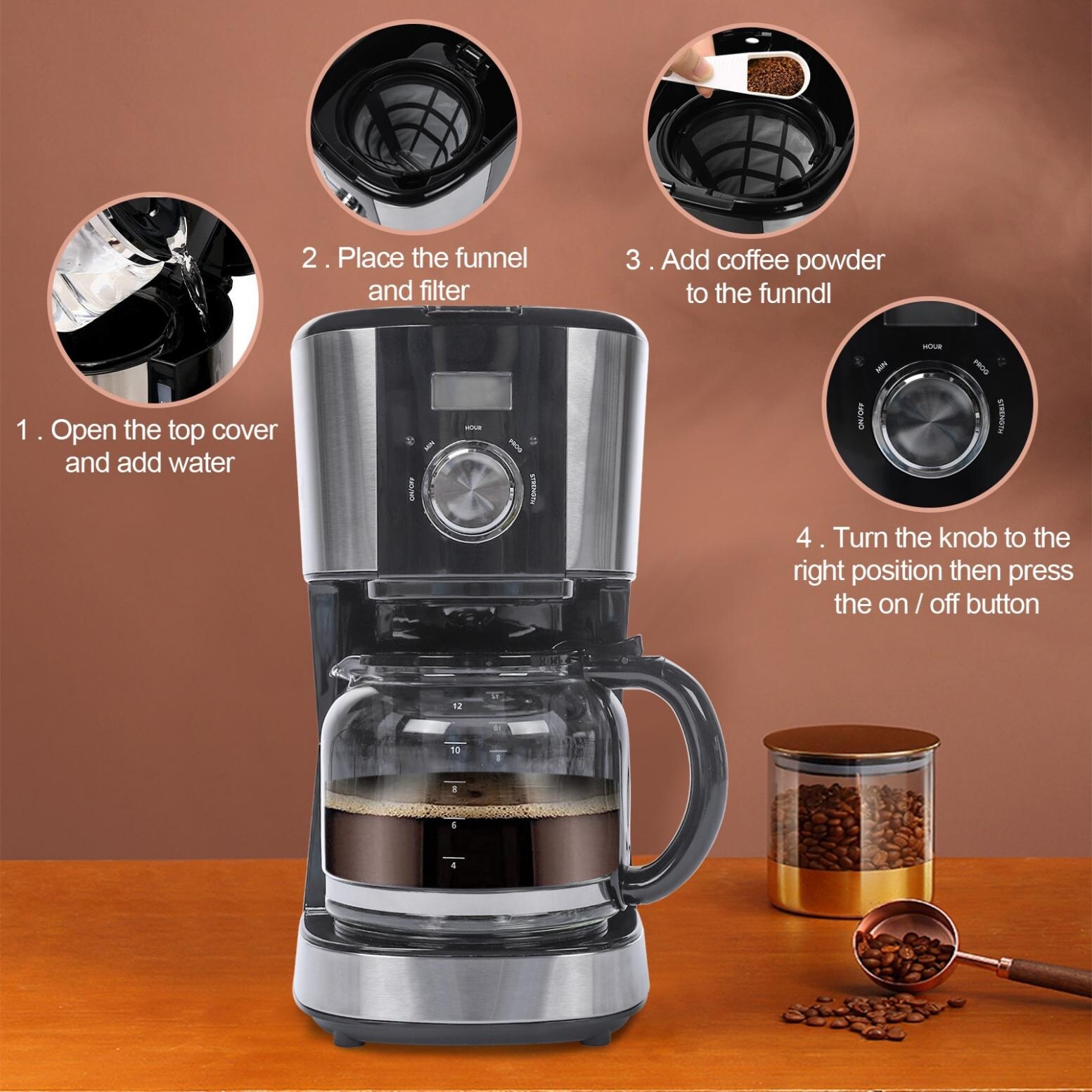 baumann 12 cup programmable coffee maker