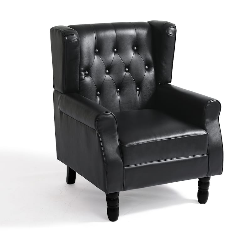 Modern Vegan Leather Upholstered Button Tufted Armchair