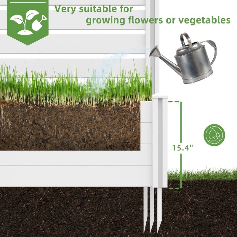Outdoor PVC Privacy Raised Garden Bed Panels Planter Box With Ground Stakes