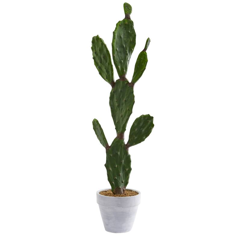 3' Artificial Cactus Plant in White Planter