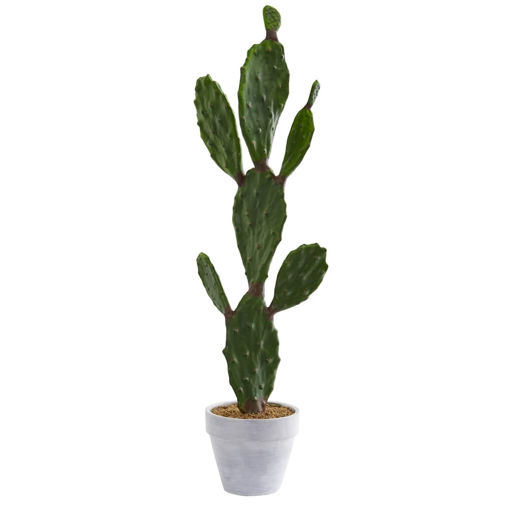 3' Artificial Cactus Plant in White Planter