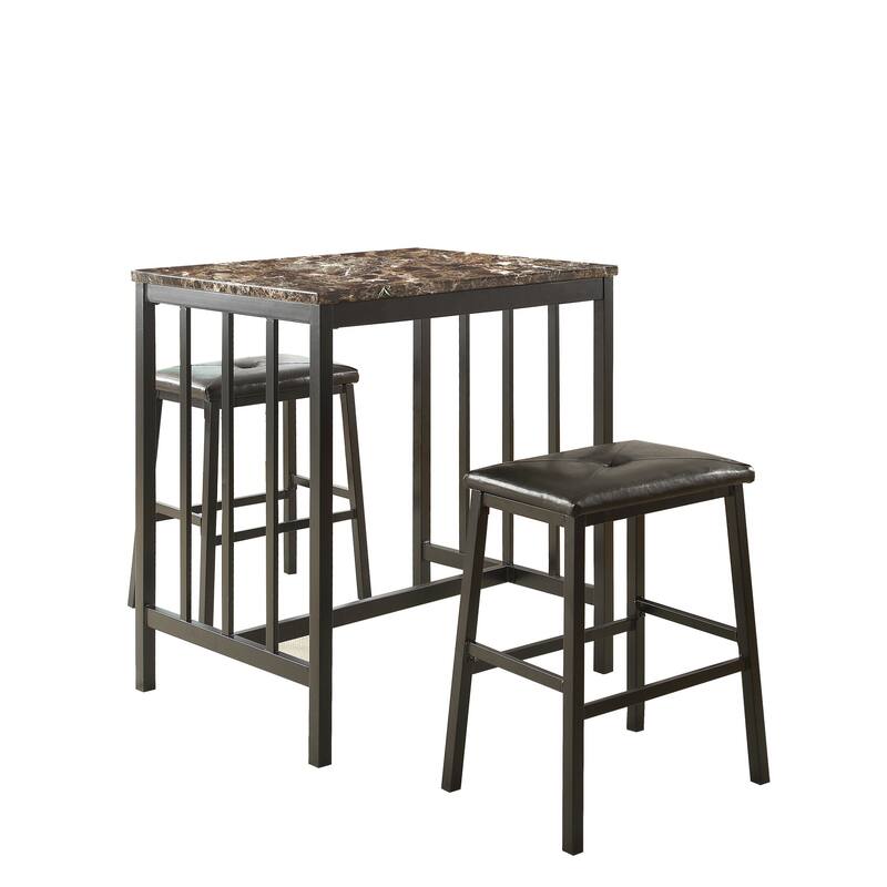 Metal 3pc Counter Height Set Table and 2 Stools