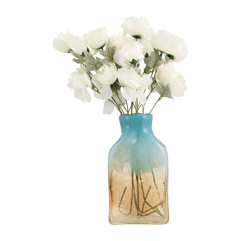 Sagebrook Home Artisan Glass Teal and Apricot Coastal Vase