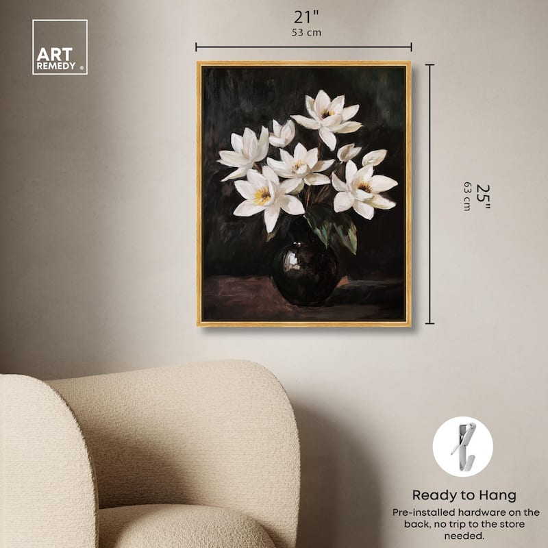 Chiaroscuro Flowers Canvas by Art Remedy