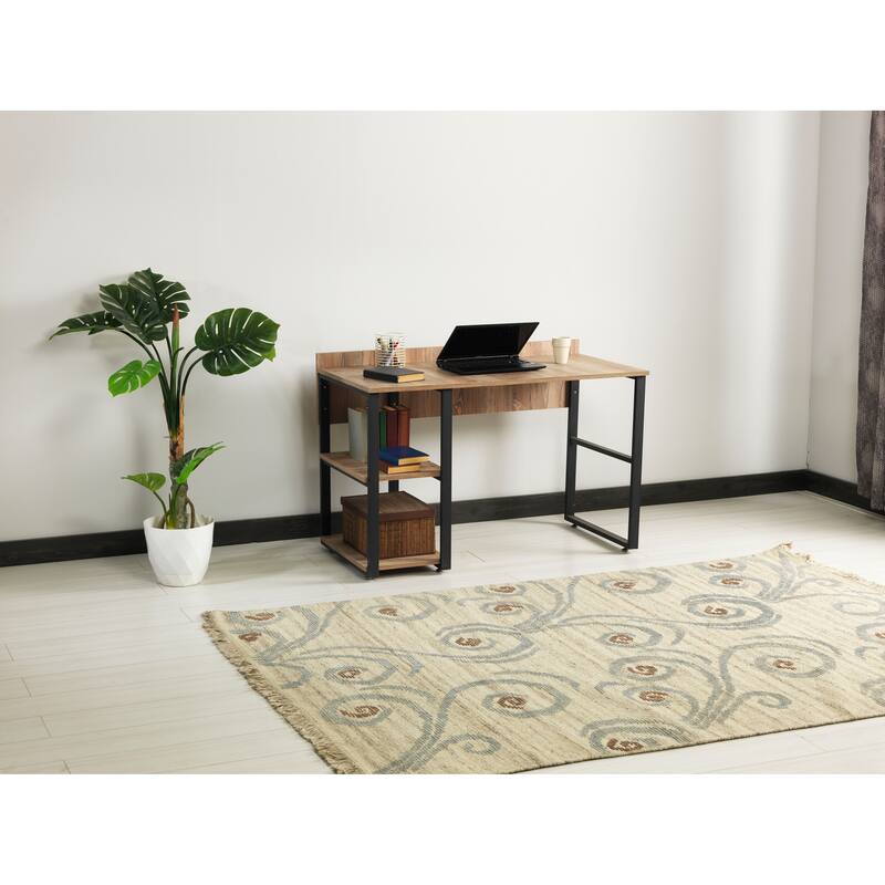 Refko 48" Wide, Metal leg 2 shelf study desk