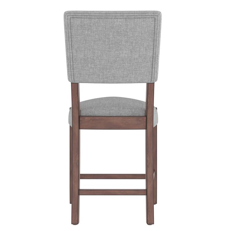 Modern Bar Stools Set of 4, 40.4" Armless Counter Stools with Back, Linen Upholstered Barstools with Solid Wood Legs
