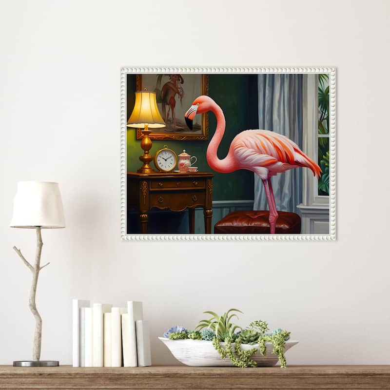 Flamingos Cozy Corner by Kintsugi99 Framed Canvas Wall Art
