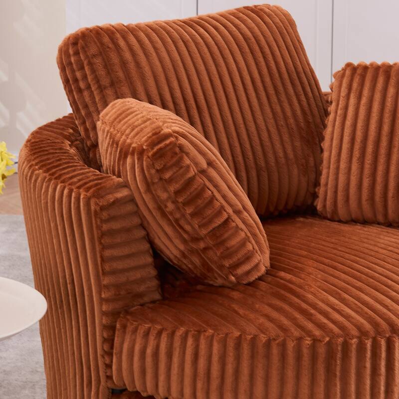Corduroy Swivel Chair with 4 Pillows