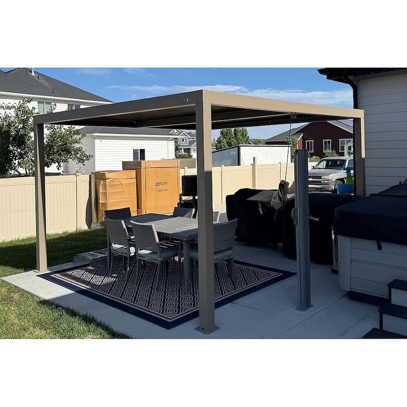 PURPLE LEAF Louvered Pergola Outdoor Aluminum Pergola with Adjustable Roof for Patio Hardtop Gazebo