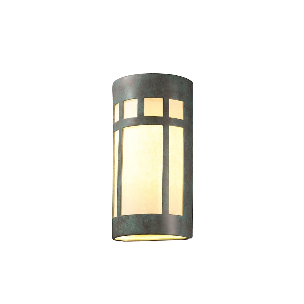 Justice Design Ambiance Verde Patina Outdoor Really Big Prairie Window Wall Sconce