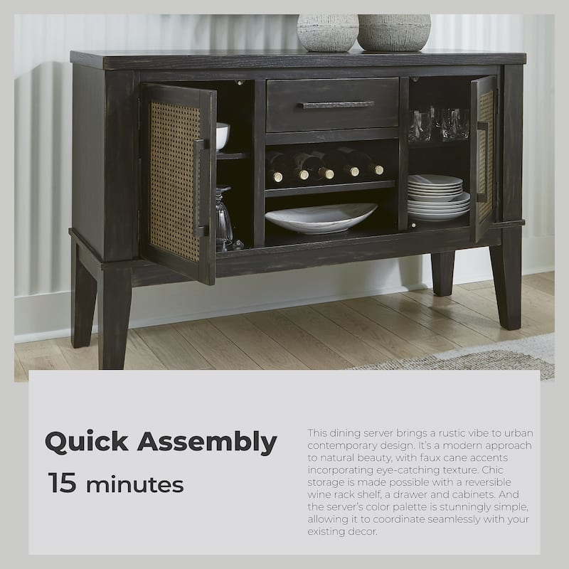 Signature Design by Ashley Galliden Black/Brown Dining Server - 56"W x 18"D x 38.25"H