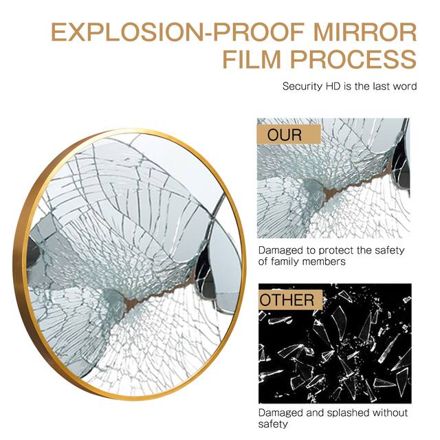 Neutypechic Modern Thin Frame Wall-Mounted Vanity Round Mirror