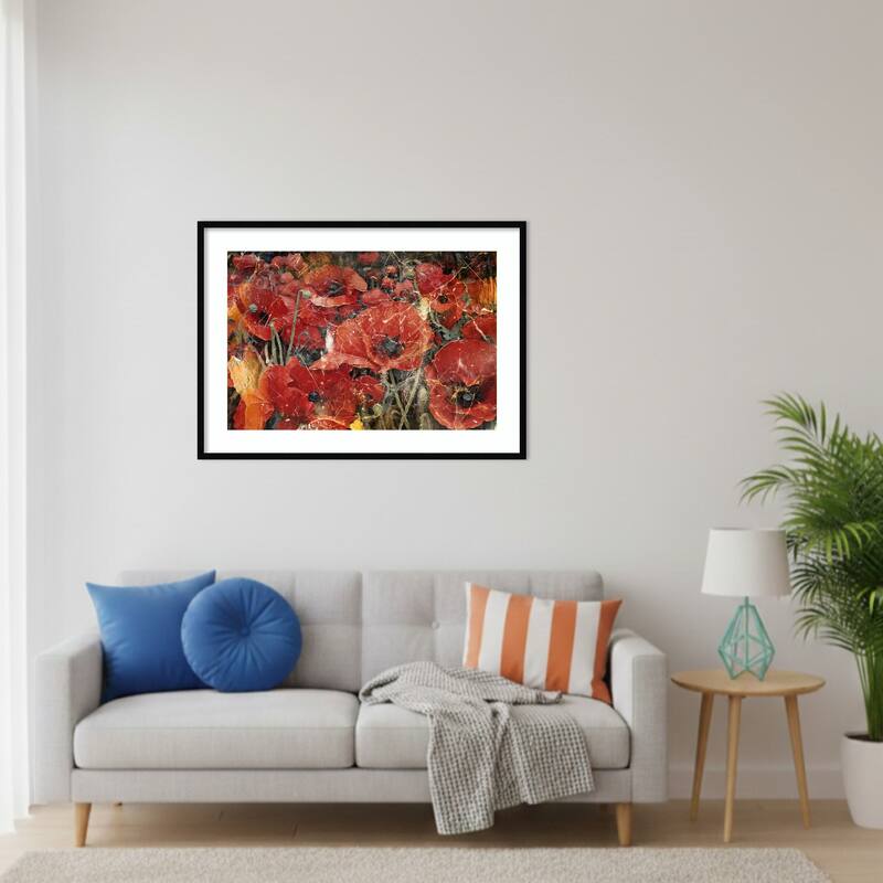 Flower Floral Art Illustration Wallart No. 16 by Rafal Kulik Wood Framed Wall Art Print