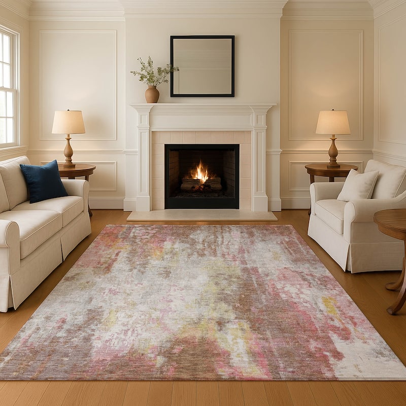 Premium Washable Super Soft Abstract Modern Mayfield Rug - Tan - 3' x 5'