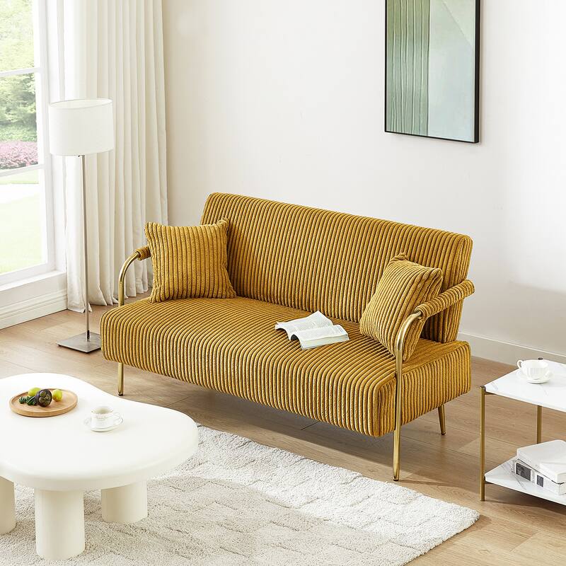 Ouyessir Upholstered Loveseat, Tufted Back Couch, Accent Armchair with 2 Pillows