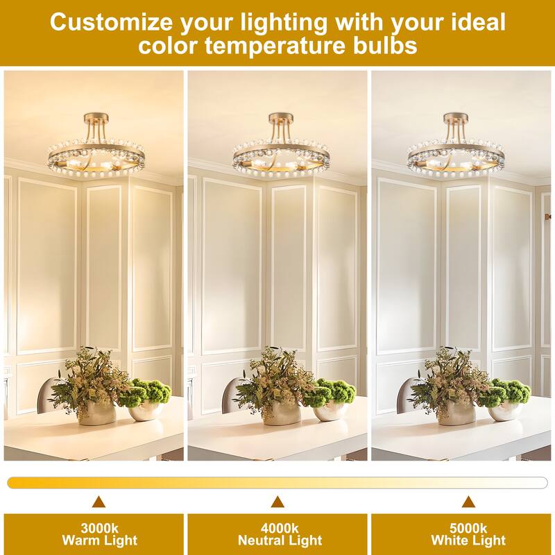 Starsky 4/9-light Modern Crystal Ceiling Light Round Semi Flush Mount