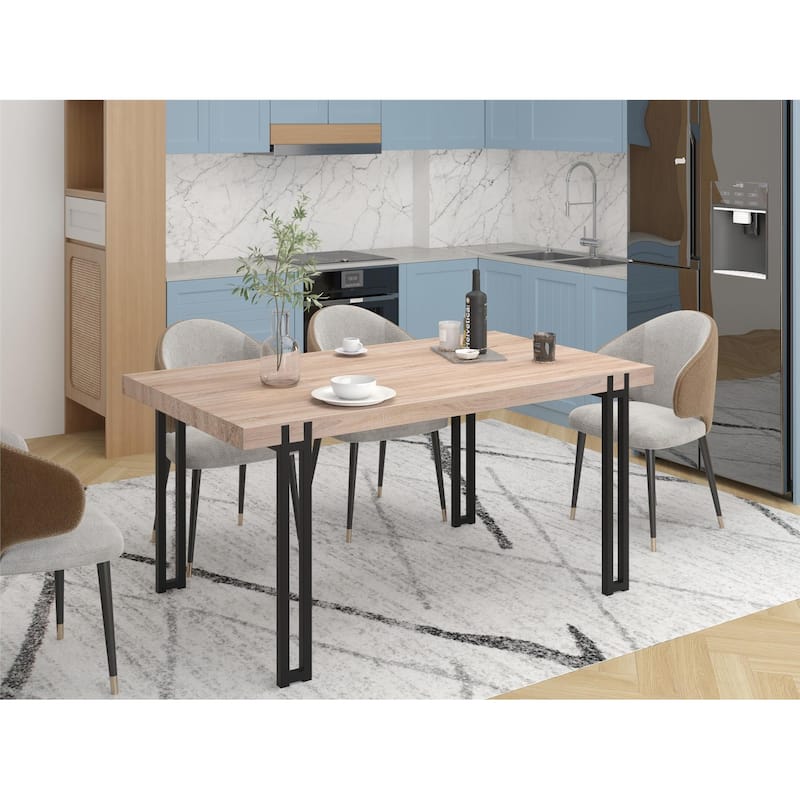 Ren Home Kent Wood Dining Table with Black Metal Legs - Wild Oak
