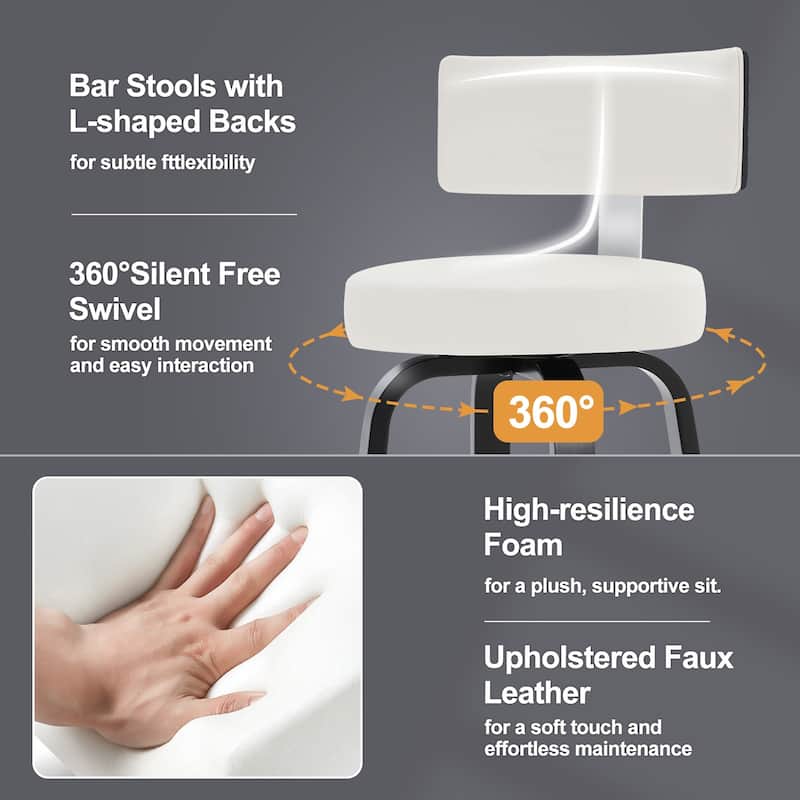 Upholstered Wood Swivel Bar/ Counter Stools, Set of 3