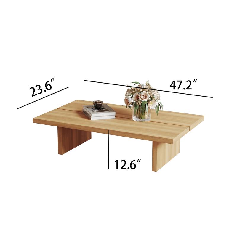 47" Mid Century Modern Black Wood Coffee Table,Rectangle Coffee Table for Livingroom