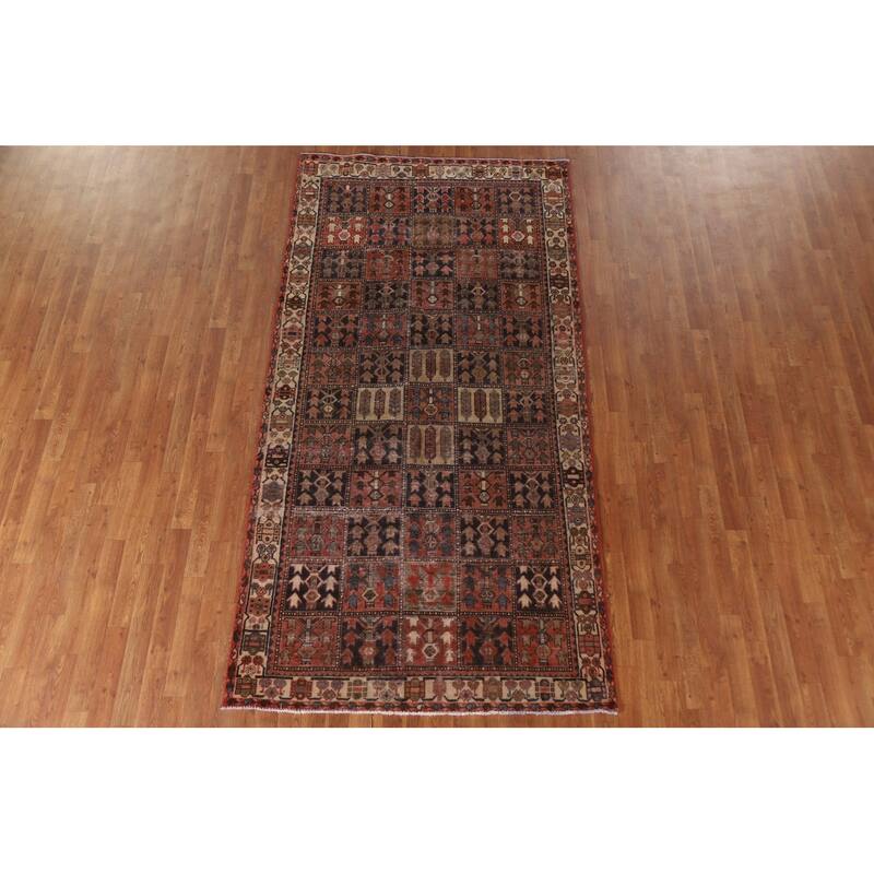 Garden Design Bakhtiari Persian Antique Rug Hand-knotted Wool Carpet - 4'8"x 9'4"