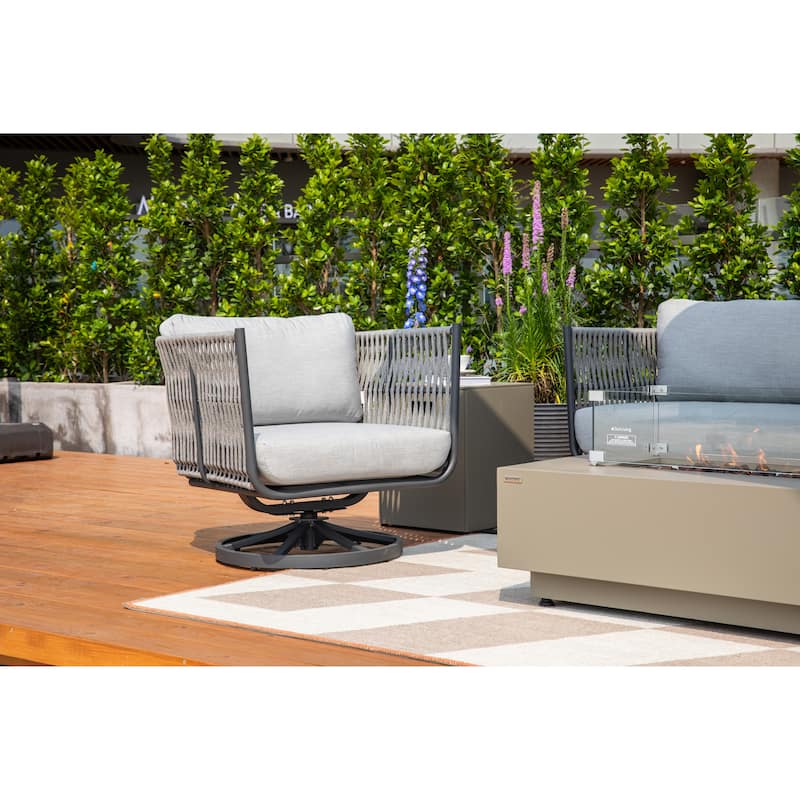 Elementi Milano Outdoor Aluminum Swivel Chair with Sunbrella® Cushions